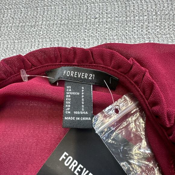 Forever 21 Burgundy Slip Dress with Sheer Jacket Small Ruffles Romantic Whimsy - Picture 2 of 10